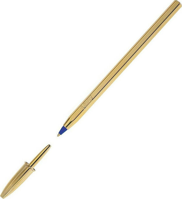 Bic Cristal Original Shine Ballpoint 1.0mm Χρυσό με Μπλε Μελάνι