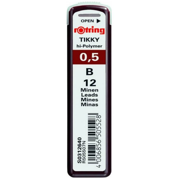 Rotring 12 Μύτες Μολυβιού Tikky Πάχους 0.5mm Τύπου B