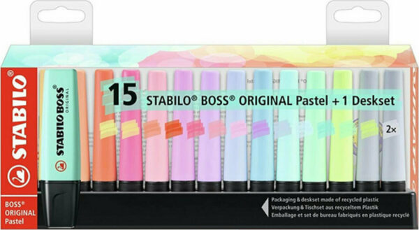 Stabilo Boss Deskset Μαρκαδόροι Υπογράμμισης Pastel 15τμχ 7015-02