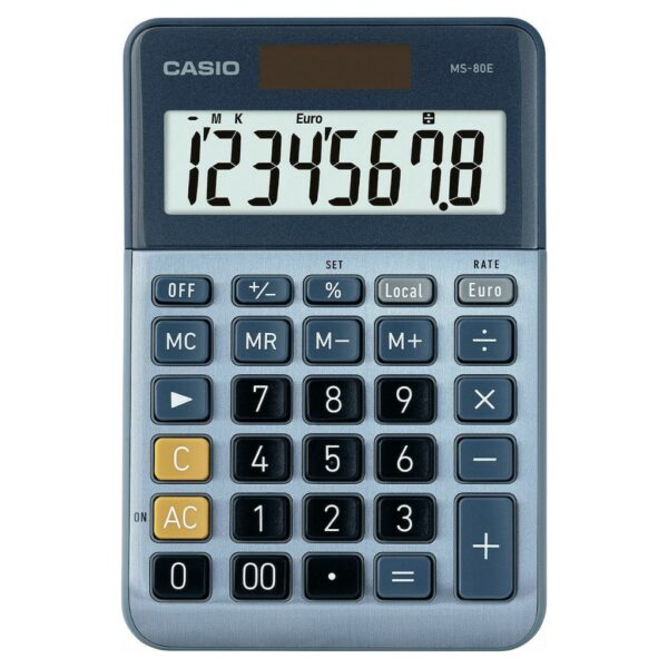 Casio Αριθμομηχανή 8 Ψηφίων σε Μπλε Χρώμα MS-80E
