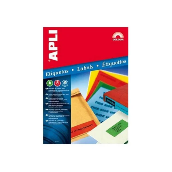 APLI Αυτοκόλλητες Ετικέτες 70x37mm Χρωματιστές 20φύλλα Κίτρινα 01591