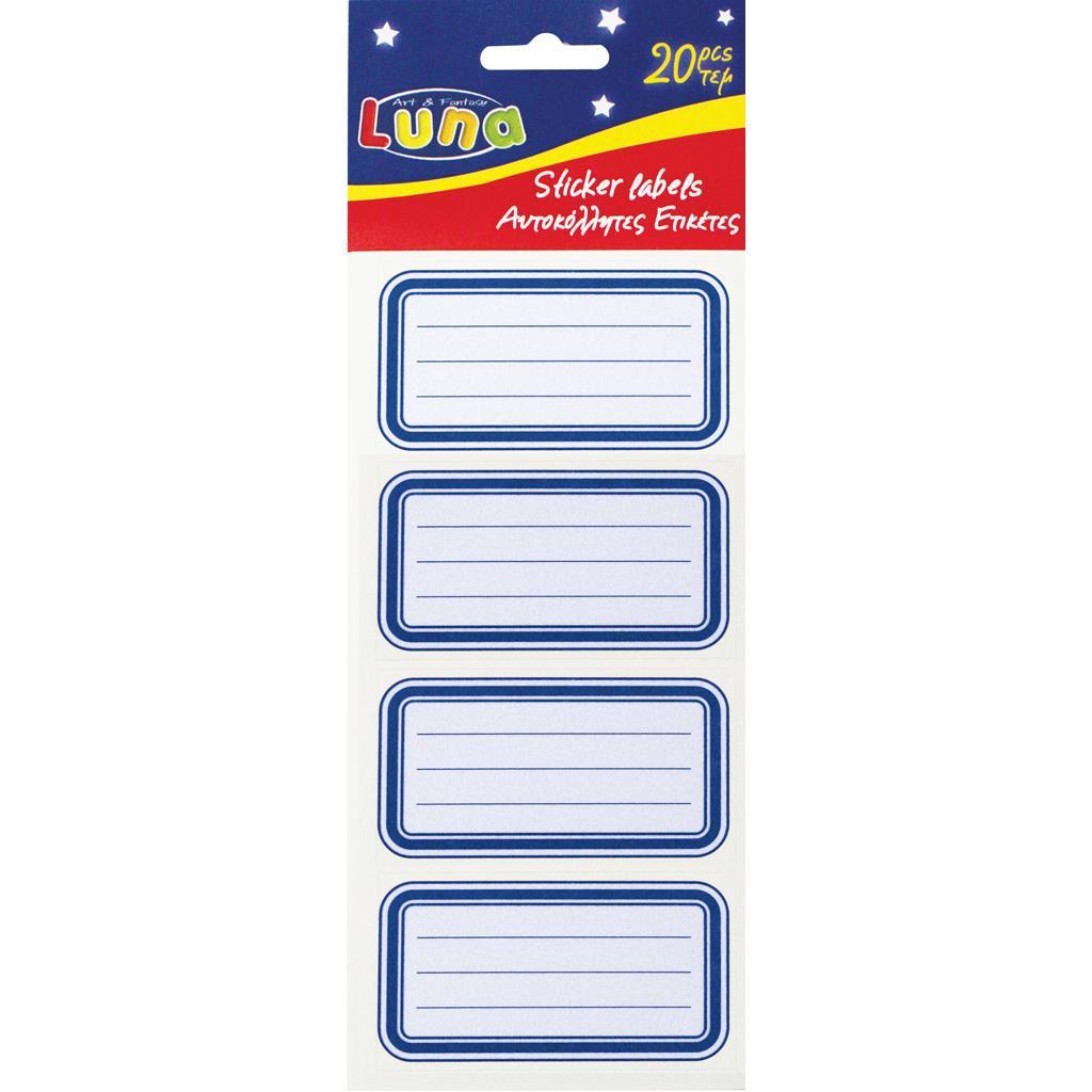 Luna Ετικέτες Τετραδίων Μπλε 20τμχ 000620550