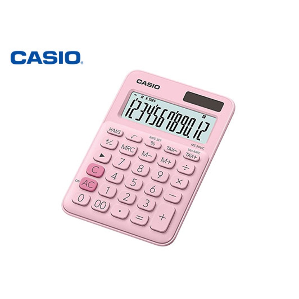 CASIO ΑΡΙΘΜΟΜΗΧΑΝΗ 12 ΨΗΦΙΩΝ ΜΠΑΤΑΡΙΑΣ/ΗΛΙΑΚΗ ΑΠΟΦΟΡΟΛΟΓΗΣΗΣ MS-20UC-PK ΡΟΖ