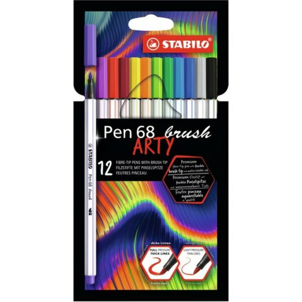 Stabilo Arty Brush Μαρκαδόροι Σχεδίου Πολύχρωμοι 12τμχ 568