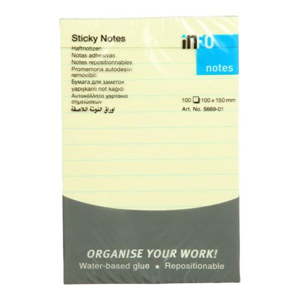 INFO NOTES Χαρτάκια αυτοκόλλητα με γραμμές 10x15cm 5669-01