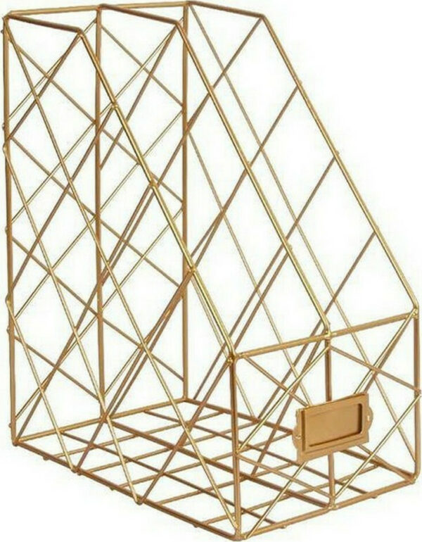 Λοξή γωνία διπλή χρυσή μεταλλική Υ30x25x16εκ. 35969-18