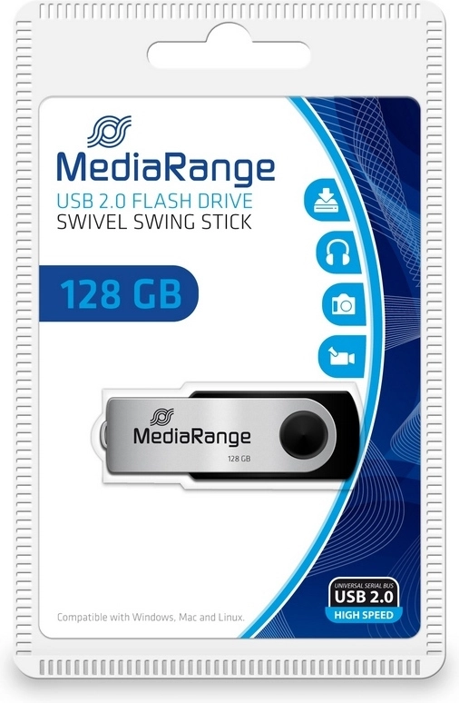 MediaRange 128GB USB 2.0 Stick Ασημί MR913