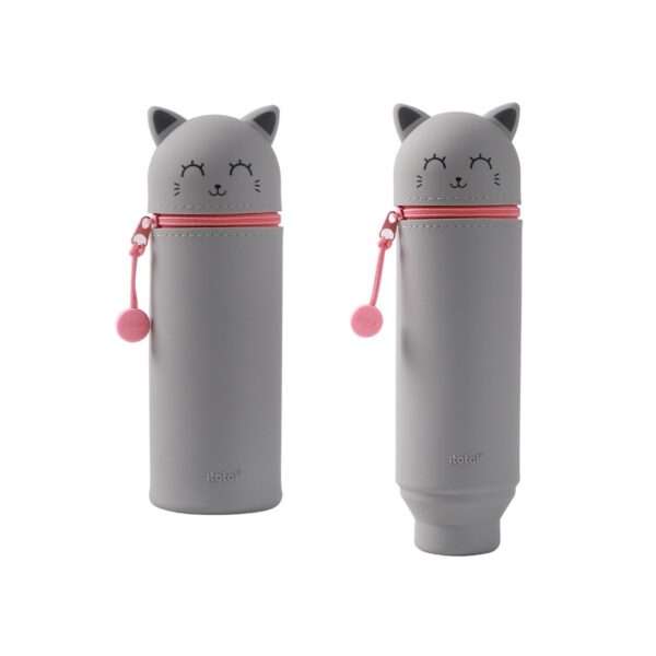 i-Total Gift Cute Animals Κασετίνα Βαρελάκι/ Μολυβοθήκη με 1 Θήκη Γκρι XL2484