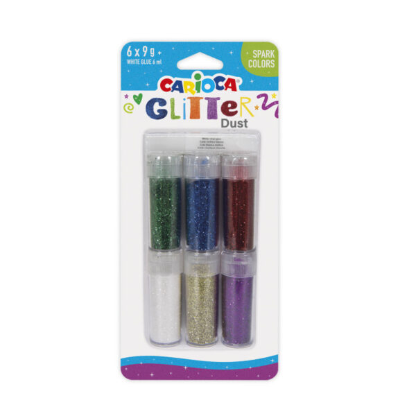Carioca Dust Spark Colors Χρυσόσκονη Glitter Πολύχρωμη σε Αλατιέρα 9gr Σετ 6τμχ 42136