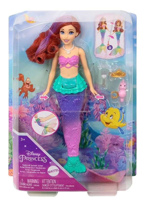 Mattel Κούκλα Άριελ Swim & Splash Μαγική Γοργόνα HPD43