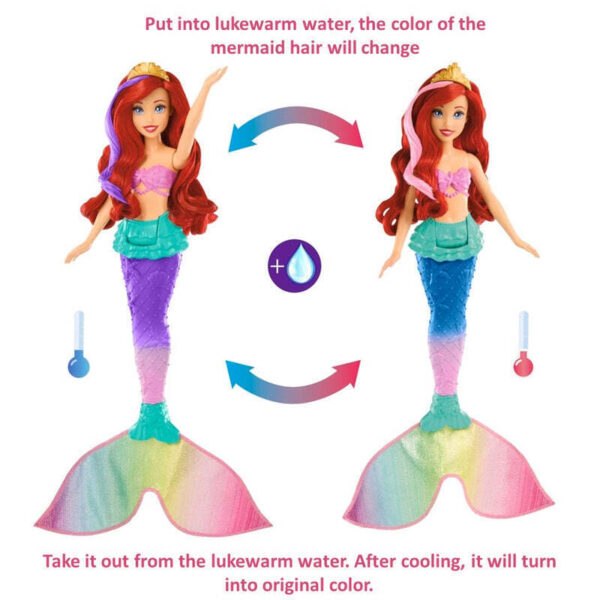 Mattel Κούκλα Άριελ Swim & Splash Μαγική Γοργόνα HPD43 - Image 3