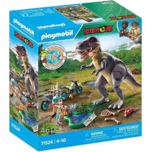 Playmobil Dinos T-Rex και εξερευνητής με μοτοσικλέτα 71524