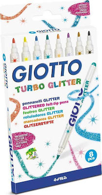 Giotto Turbo Glitter Glitter Μαρκαδόροι Ζωγραφικής Λεπτοί σε 8 Χρώματα F425800