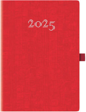 Θεοφύλακτος Ημερήσια Ατζέντα 2025 MURANO FLAT KOKKINO + PENLOOP 14.5x20.5εκ.  689KC.C94