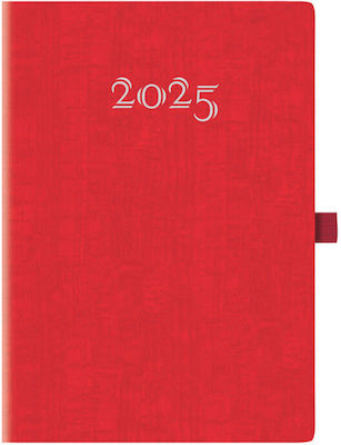 Θεοφύλακτος Ημερήσια Ατζέντα 2025 MURANO FLAT KOKKINO + PENLOOP 14.5x20.5εκ.  689KC.C94