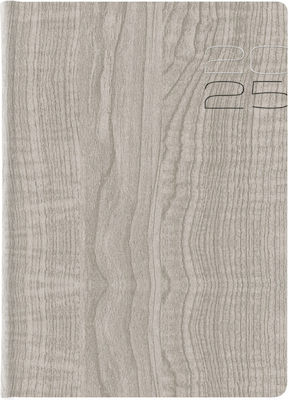 Θεοφύλακτος Ημερήσιο Ημερολόγιο 2025 Woodline Flat 14.5x20.5cm Grey 686KC.D71
