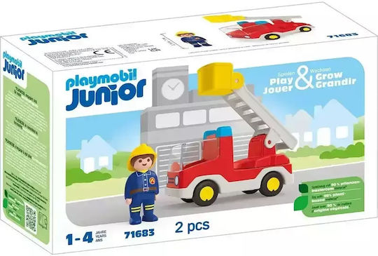 Playmobil Junior Πυροσβέστης Με Κλιμακοφόρο Όχημα για 1-4 ετών71683