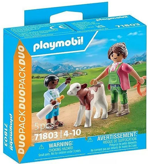 Playmobil Duo Pack Αγρότισσα & Παιδάκι Με Μοσχαράκι για 4-10 ετών 71803