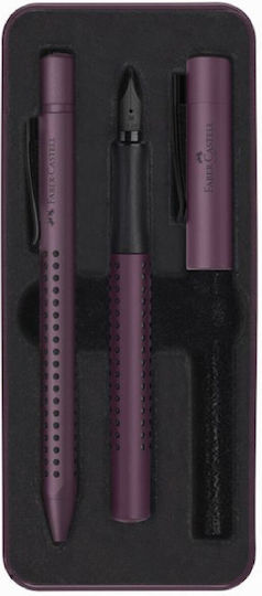 Faber-Castell Grip Σετ Στυλό Ballpoint με Πένα Μωβ σε Θήκη 201530