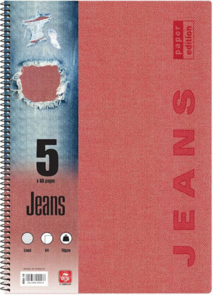 Τετράδιο Typotrust Special Jeans 21x30cm Α4 5 Θεμάτων Κόκκινο 4545-19