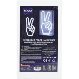 ΔΙΑΚΟΣΜΗΤΙΚΟ ΦΩΤΙΣΤΙΚΟ NEON LED PEACE HAND ΛΕΥΚΟ 23X4X13 MOOD  000580469