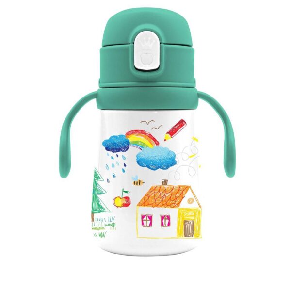 Παγούρι Θερμός Ανοξείδωτο Must Team Happy Doodle 350 ml με χερούλια και καλαμάκι 000586637 - Image 2