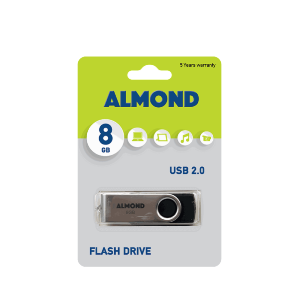 ALMOND FLASH DRIVE USB 8GB TWISTER ΜΑΥΡΟ 43.USB08M
