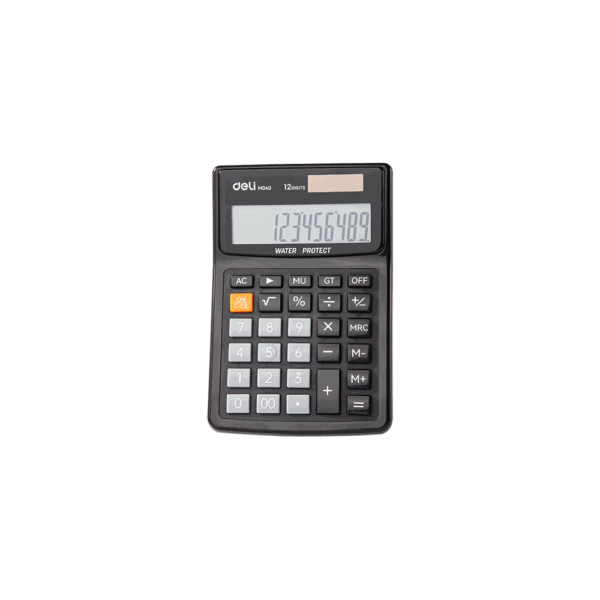 DELI ΑΡΙΘOMHXANH 12 ΨΗΦΙΩΝ ΑΔΙΑΒΡΟΧΗ 15x12.8x4.2cm CORE ΜΑΥΡΗ 231.723996
