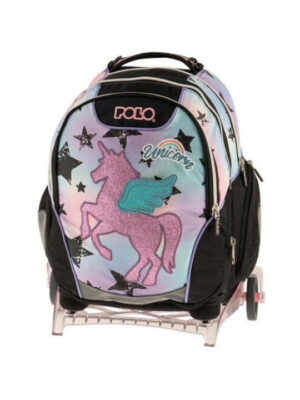 Polo Base- Free Σχολική Τσάντα Τρόλεϊ Δημοτικού Glitter Unicorn 901007-8335
