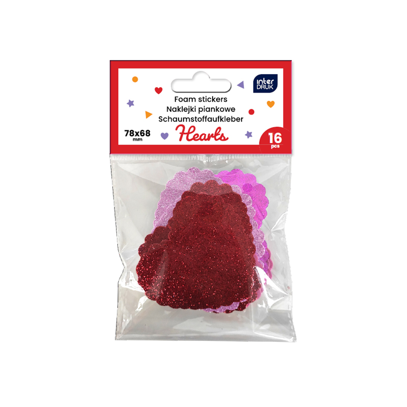 INTERDRUK ΑΥΤΟΚΟΛΛΗΤΑ FOAM HEARTS 16pcs 111376510