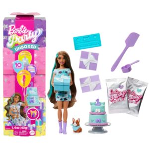 Barbie Party Unboxed Σειρά Pet Birthday Κούκλα Και Αξεσουάρ Σετ Party Stars Με 10 Εκπλήξεις JFG72