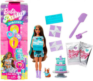 Barbie Party Unboxed Σειρά Pet Birthday Κούκλα Και Αξεσουάρ Σετ Party Stars Με 10 Εκπλήξεις JFG72