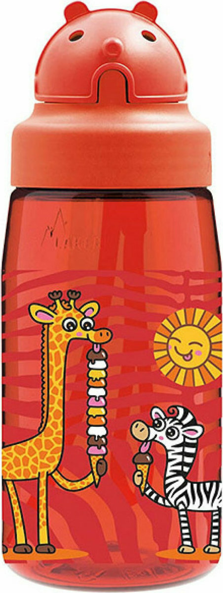 Laken Παιδικό Παγούρι Πλαστικό με Καλαμάκι Non Spill Κόκκινο 450ml OBYCH