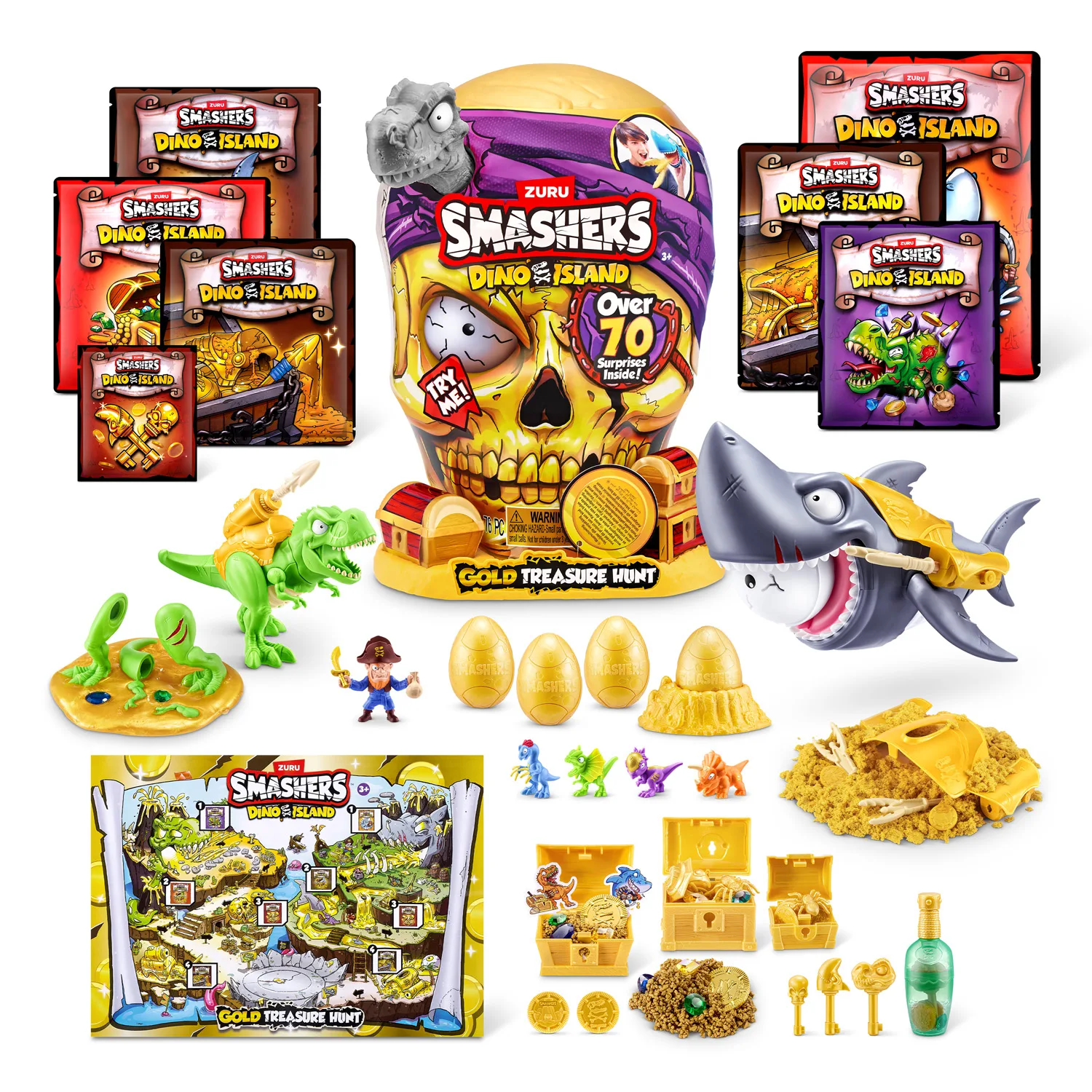 ZURU ΠΑΙΧΝΙΔΙ ΜΙΝΙΑΤΟΥΡΑ SMASHERS S5 DINO ISLAND ΚΥΝΗΓΙ ΤΟΥ ΧΡΥΣΟΥ ΘΗΣΑΥΡΟΥ 3+ T-ZUR-74123 - Image 3