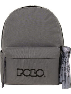 Polo Original Scarf Σχολική Τσάντα Πλάτης Γυμνασίου - Λυκείου Γκρι με Θήκη για Παγούρι 20lt 901135-2620