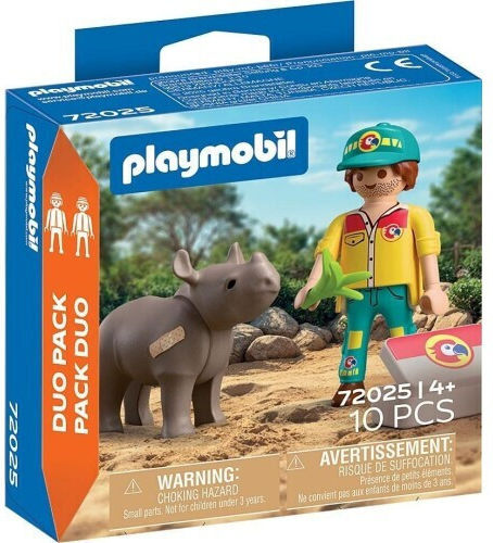 Playmobil Duo Pack Φροντιστής Ζώων Και Ρινόκερος για 4 ετών 72025