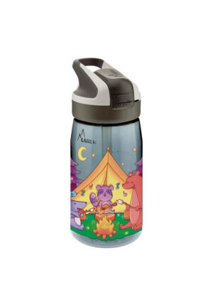 Laken Tritan Animal Camping Παιδικό Μπουκάλι Πλαστικό BPA Free με Καλαμάκι Μαύρο Γκρι 450ml 848077-A