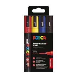 Uni-Ball Posca Ζωγραφικής Ανεξίτηλοι Μαρκαδόροι 5mm Σετ 4 χρώματα PC-5M 4P