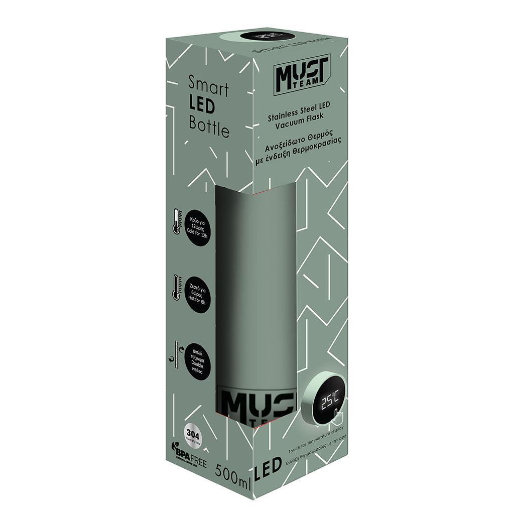 Θερμός Ανοξείδωτο Must Team Χακί 500 ml με LED ένδειξη θερμοκρασίας 587479 - Image 2