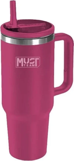 Must Team Ποτήρι Θερμός Ανοξείδωτο 1.2lt Βυσσινί με Καλαμάκι 587160